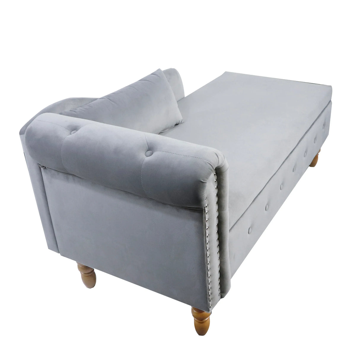 Classic Velvet Storage Chaise Lounge With Pillow - Omega Lifestyles