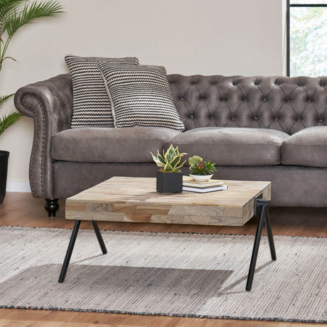 Handcrafted Mango Wood Metal Frame Coffee Table - Sleep Galleria