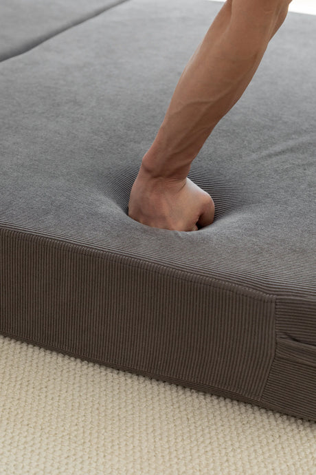 Foldable Corduroy 2-Seat Sofa Bed With Lumbar Pillow - Omega Lifestyles