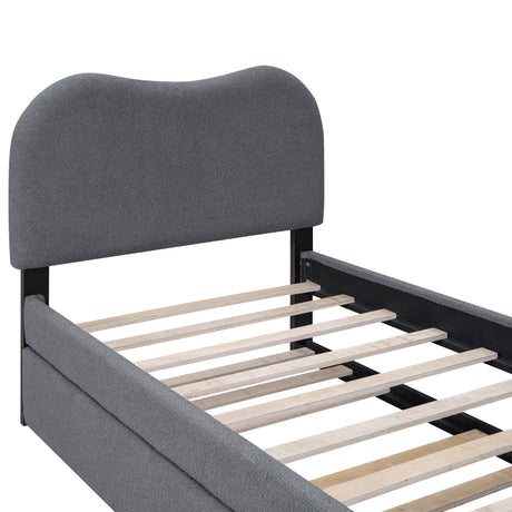Twin Upholstered Platform Bed Frame With Trundle and Headboard - Omega Lifestyles