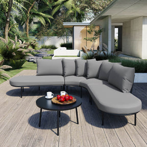Half-Moon Curved Iron Frame Outdoor Patio Sofa Set - Omega Lifestyles
