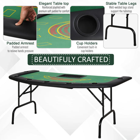 Foldable Half-Shape Professional Blackjack Poker Table - Omega Lifestyles