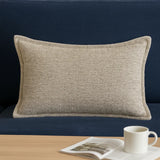 Textured Woven Beige Polyester Decorative Throw Pillow - Omega Lifestyles