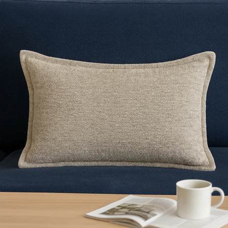 Textured Woven Beige Polyester Decorative Throw Pillow - Omega Lifestyles