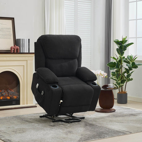 Medium-Firm Corduroy Remote-Controlled Heating Massage Recliner - Omega Lifestyles