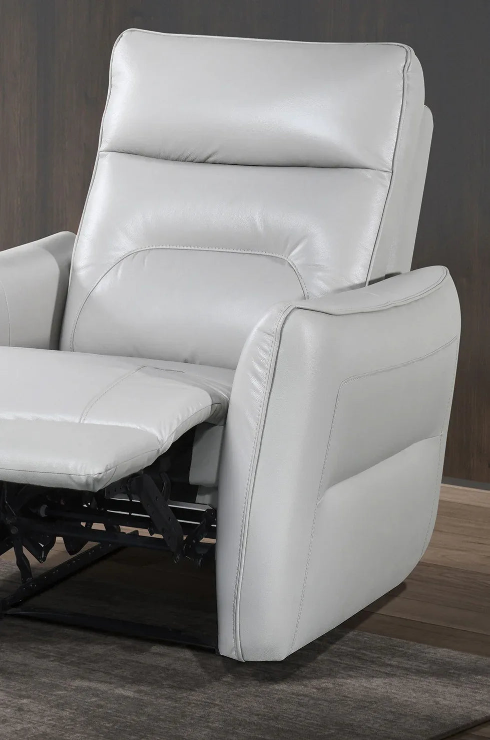 Contemporary Taupe Leather Match Single Power Recliner - Omega Lifestyles