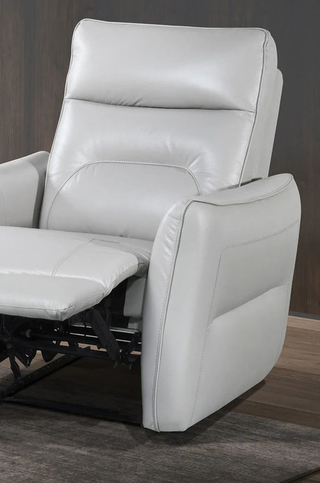 Contemporary Taupe Leather Match Single Power Recliner - Omega Lifestyles