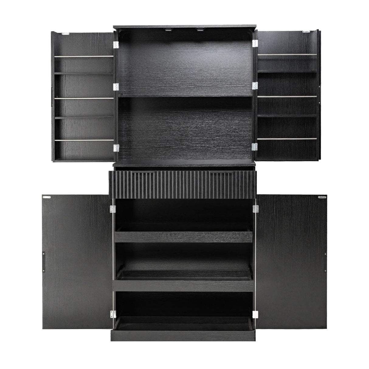 Fluted Freestanding Kitchen Pantry Cabinet With Drawers - Omega Lifestyles