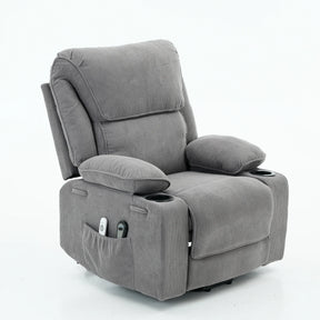 Medium-Firm Corduroy Remote-Controlled Heating Massage Recliner - Omega Lifestyles