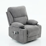 Medium-Firm Corduroy Remote-Controlled Heating Massage Recliner - Omega Lifestyles