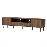 Modern Walnut 78-Inch TV Stand With Cable Management - Omega Lifestyles
