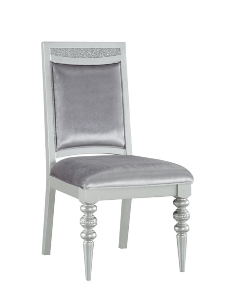 Set of 2 Maverick Fabric Platinum Finish Side Chairs - Omega Lifestyles