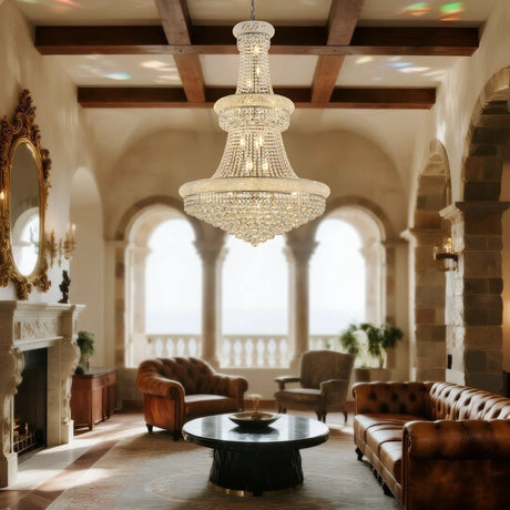 32-Inch French Empire Crystal Chandelier With 27 LED Lights - Omega Lifestyles