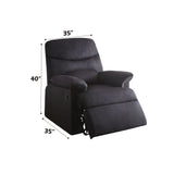 Black Fabric Motion Recliner With Plush Pillow-Top Arms - Omega Lifestyles