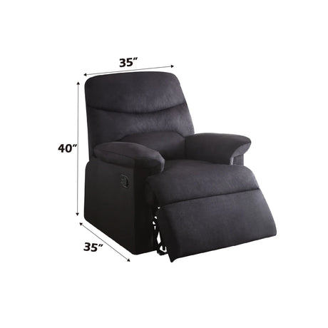 Black Fabric Motion Recliner With Plush Pillow-Top Arms - Omega Lifestyles