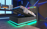 Twin Upholstered Linen Storage Bed With LED Lighting - Omega Lifestyles