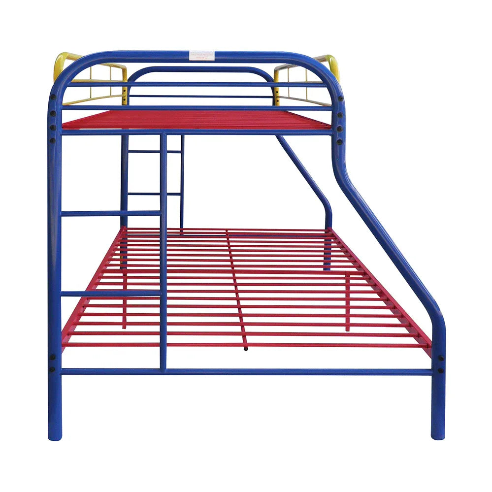 Twin Full Multi-Color Metal Tube Bunk Bed With Guardrails - Omega Lifestyles