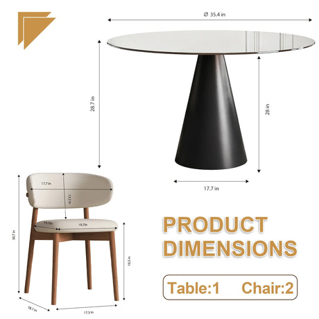 35-Inch Round Tempered Glass Metal Base Dining Table - Omega Lifestyles