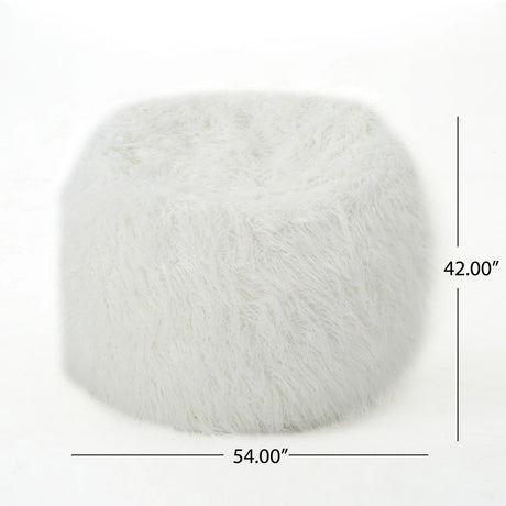 Cozy Rounded Faux Fur Foam Filled Bean Bag Chair - Omega Lifestyles