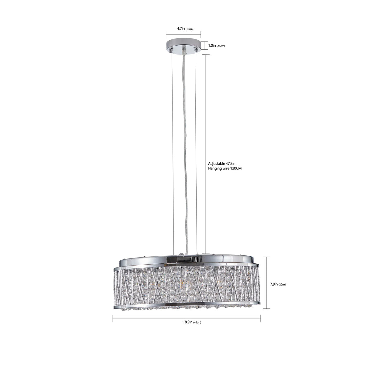 Modern Round Crystal Chandelier 19-Inch Flush Mount Light - Omega Lifestyles