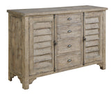 Taupe Engineered Wood Louvred Door Buffet Cabinet