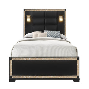 Contemporary Queen Wood Bed Frame With Padded Headboard - Omega Lifestyles