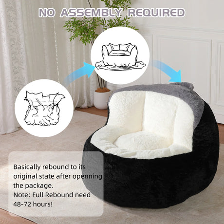 Multicolor Faux Fur Oversized Foam-Filled Bean Bag Chair - Omega Lifestyles