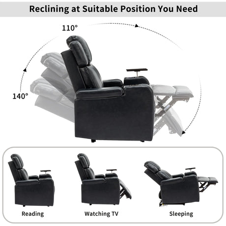 Power PU Leather Recliner Chair With Cooling Cup Holder - Omega Lifestyles