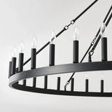 Farmhouse Matte Black Wagon Wheel Chandelier 36-Light 64-Inch - Omega Lifestyles