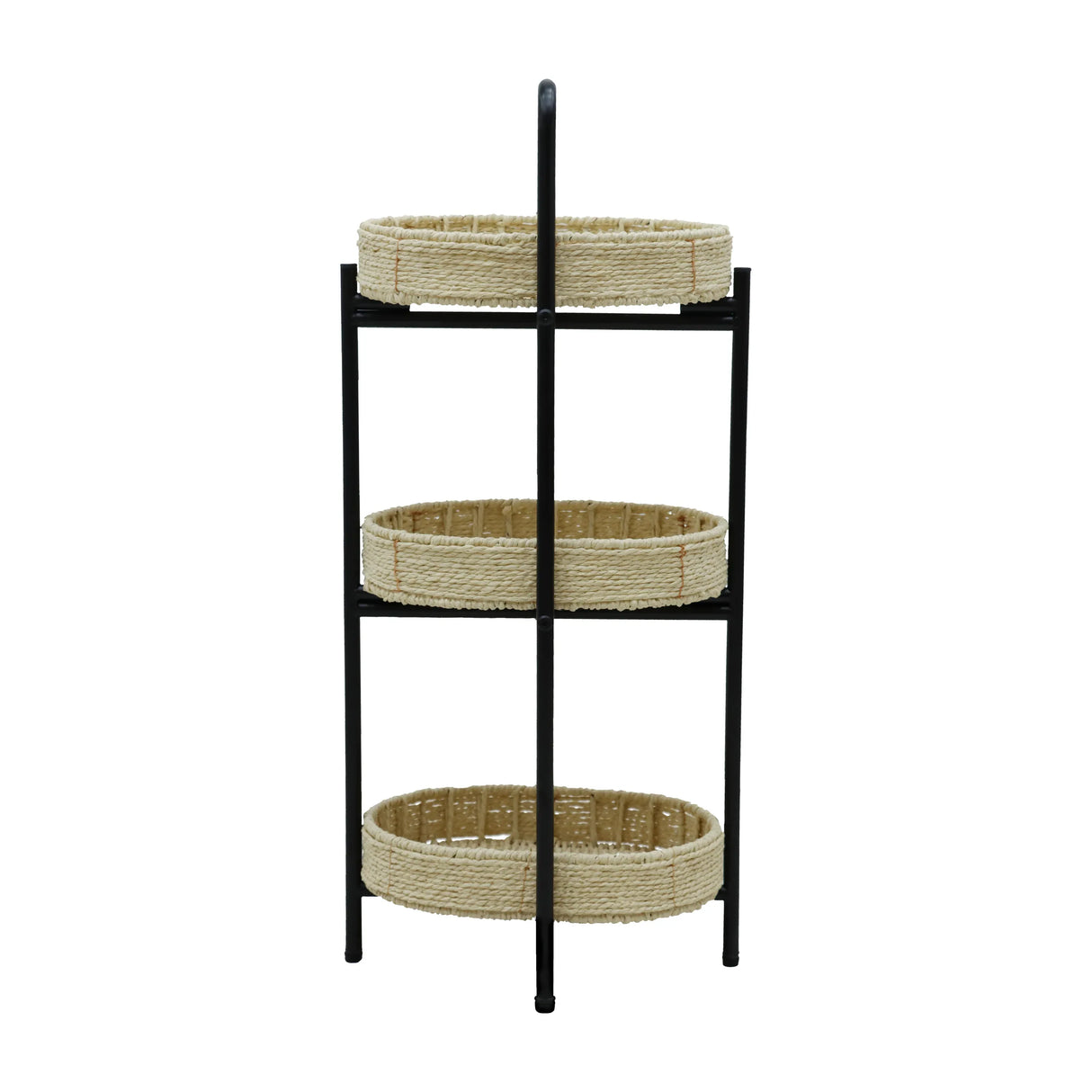 Farmhouse 3-Tier Handwoven Paper Rope Side Table - Omega Lifestyles