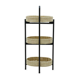 Farmhouse 3-Tier Handwoven Paper Rope Side Table - Omega Lifestyles