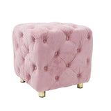 Pink Velvet Dice-Shaped Storage Ottoman With Foam Seat - Omega Lifestyles