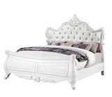 Traditional White Velvet Upholstered Queen Bed Frame - Omega Lifestyles