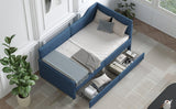 Twin L-Shaped Upholstered Corduroy Daybed With Drawers - Omega Lifestyles