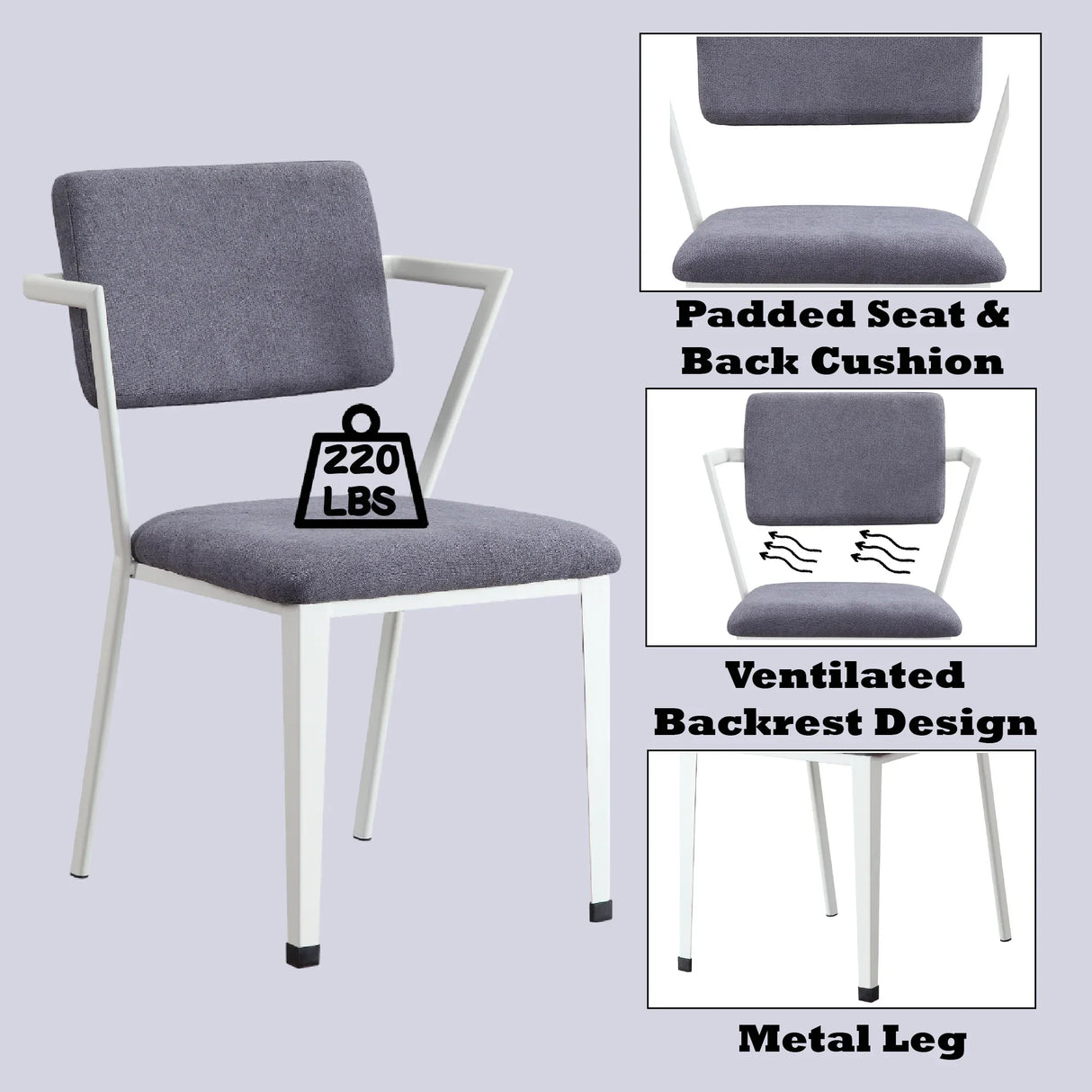 Industrial Gray Fabric Metal Frame Office Chair - Omega Lifestyles