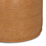 Distressed Brown Vegan Faux Leather Round Pouf - Omega Lifestyles