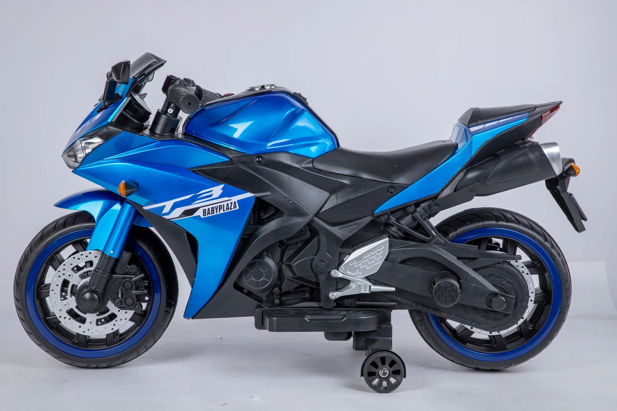 12V Kids Ride-On Motorcycle With Training Wheels and Lights - Omega Lifestyles