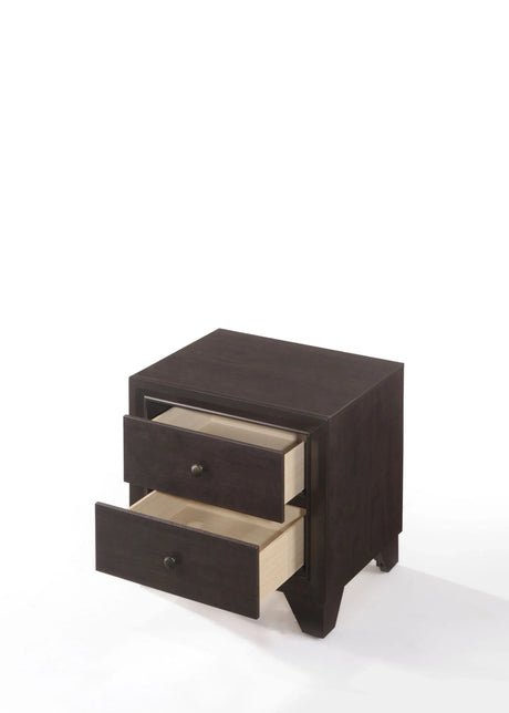 Espresso Synthetic Wood 2-Drawer Nightstand - Omega Lifestyles