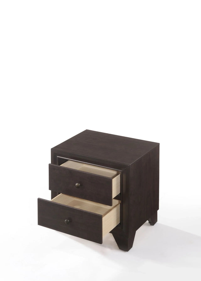 Espresso Synthetic Wood 2-Drawer Nightstand - Omega Lifestyles