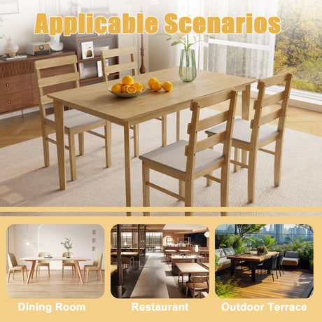 Solid Wood Natural Finish Dining Table And Chair Set - Omega Lifestyles