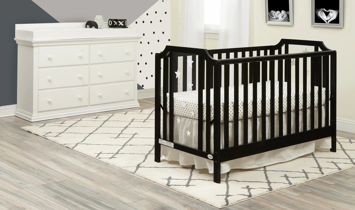 Convertible 3-in-1 Solid Wood Black Island Crib - Omega Lifestyles