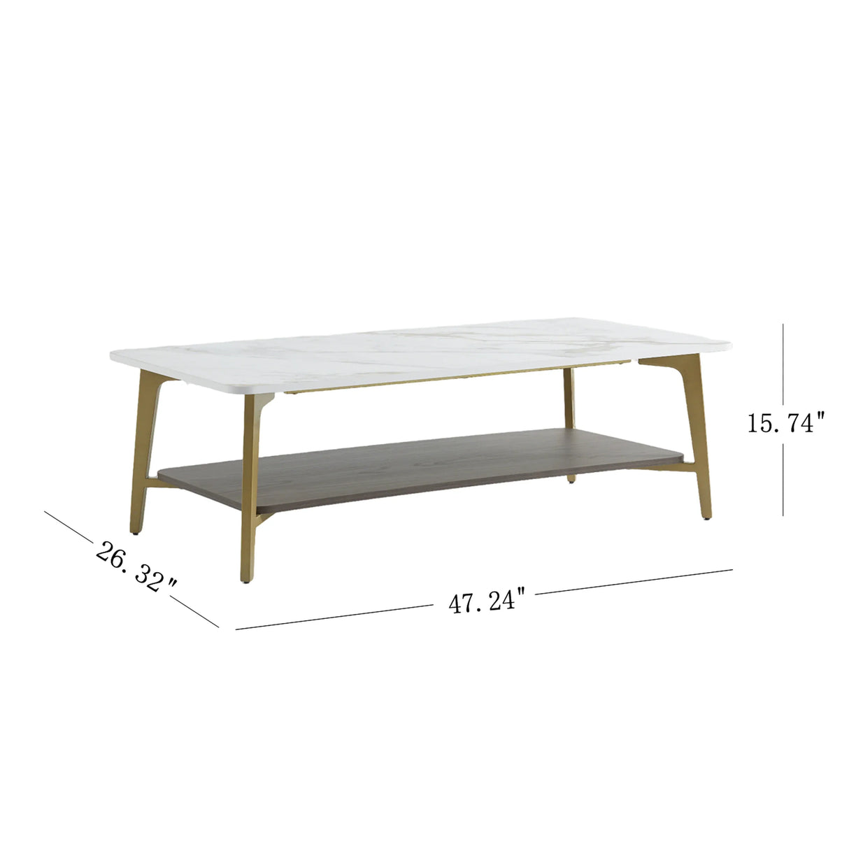 Golden White MDF Metal Frame Rectangular Coffee Table - Omega Lifestyles
