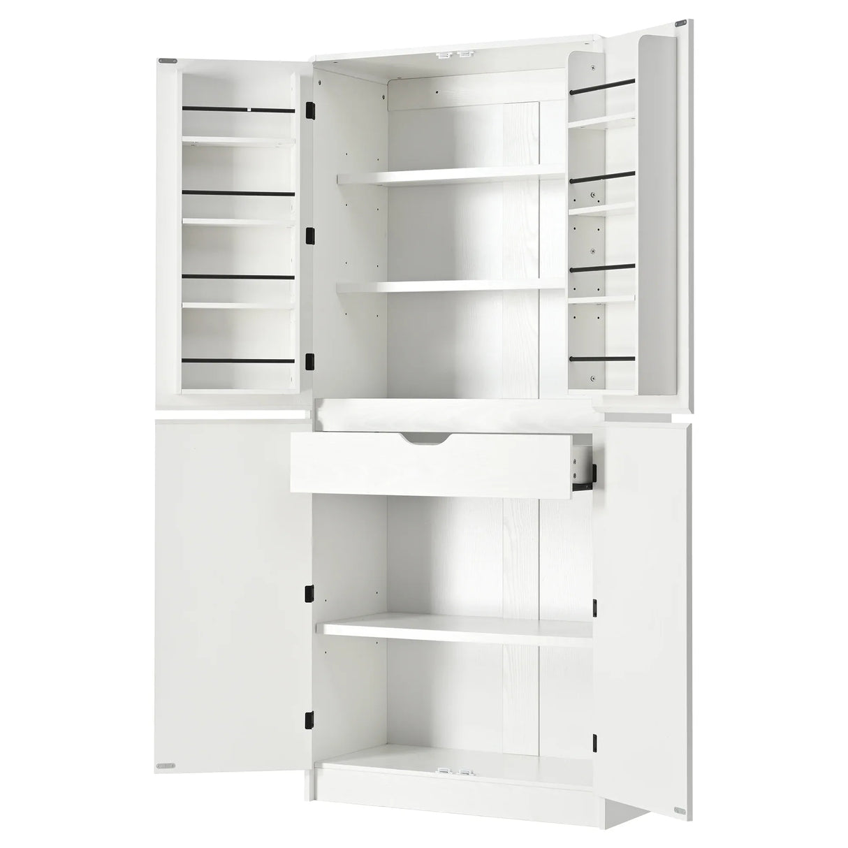 Modern Curved Design Kitchen Pantry Cabinet With Drawer - Omega Lifestyles