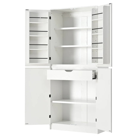 Modern Curved Design Kitchen Pantry Cabinet With Drawer - Omega Lifestyles