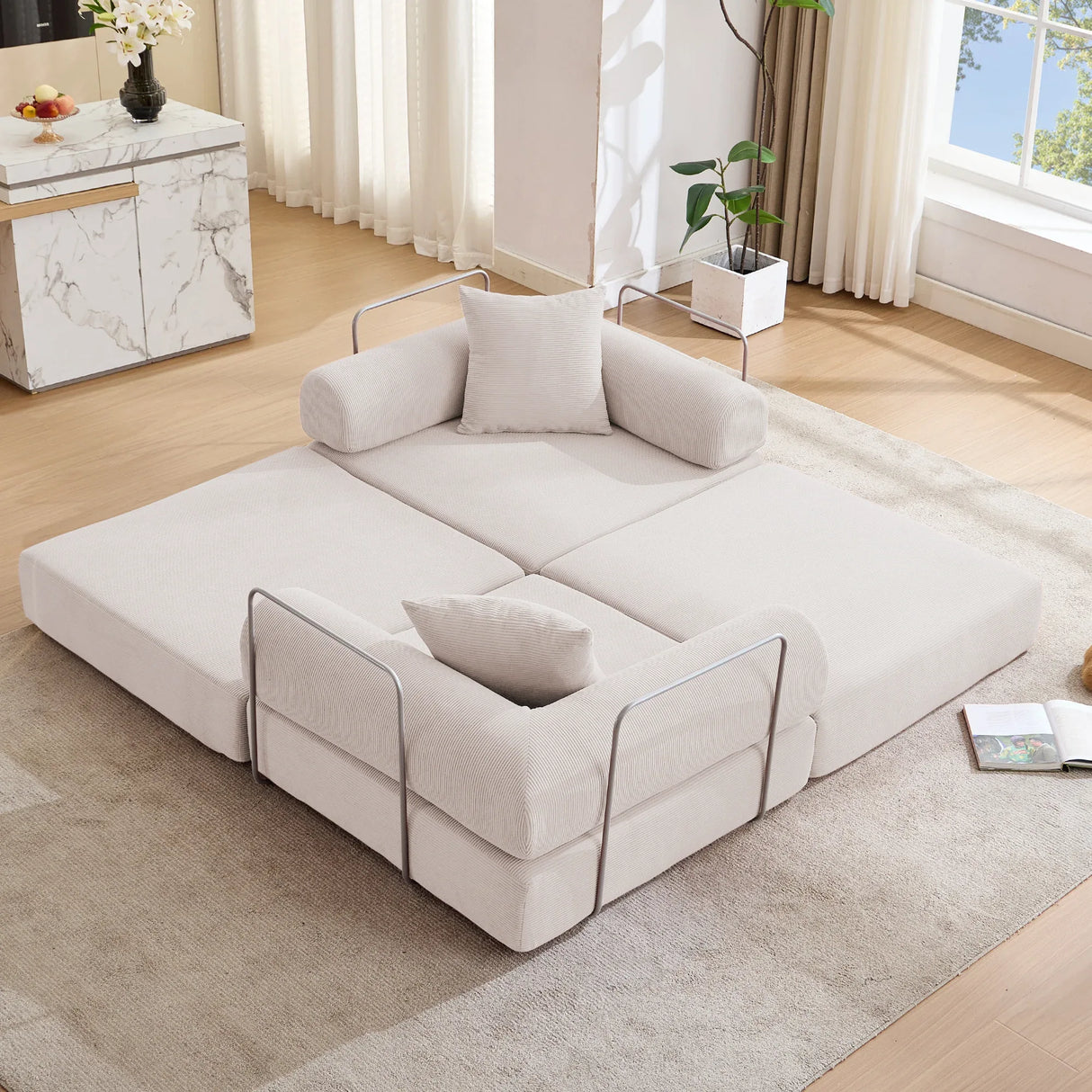 Modular Folding Corduroy Convertible Sofa Bed - Omega Lifestyles