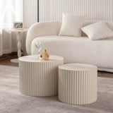 Beige White Modern 2-Piece Round Nesting Tables - Omega Lifestyles