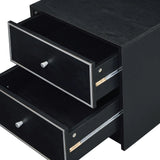 Black And Silver Synthetic Wood Accent Table With Drawers - Omega Lifestyles