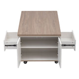 Modern Walnut White Lift Top Coffee Table With Drawers - Sleep Galleria