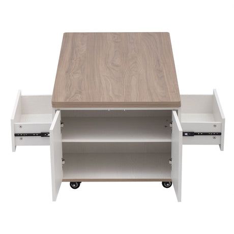 Modern Walnut White Lift Top Coffee Table With Drawers - Sleep Galleria