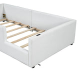 Twin Upholstered Platform Bed With Guardrail Charging Station - Omega Lifestyles